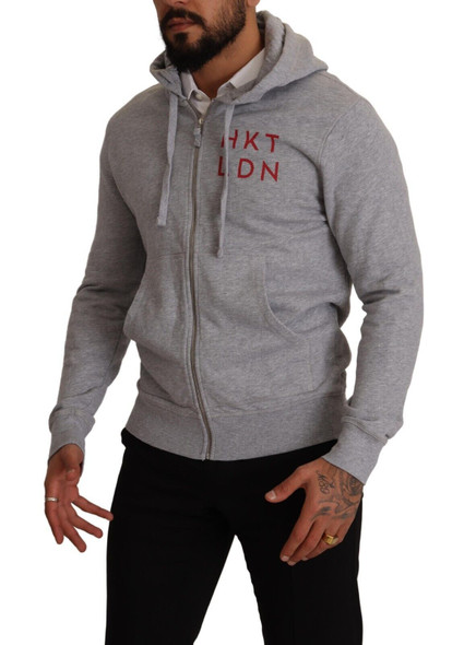 Gray Full Zip Hooded Cotton Sweatshirt Sweater Gray Full Zip Hooded Cotton Sweatshirt Sweater