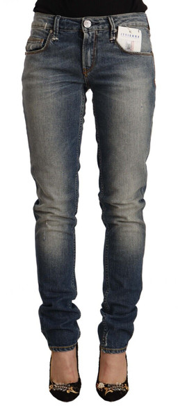 Acht Blue Washed Cotton Mid Waist Skinny Denim Jeans PAN71229 Acht Blue Washed Cotton Mid Waist Skinny Denim Jeans PAN71229