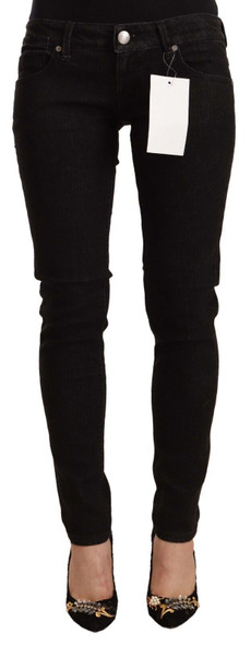 Acht Black Cotton Low Waist Skinny Denim Jeans Acht Black Cotton Low Waist Skinny Denim Jeans