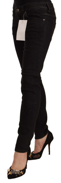 Acht Black Cotton Low Waist Skinny Denim Jeans Acht Black Cotton Low Waist Skinny Denim Jeans
