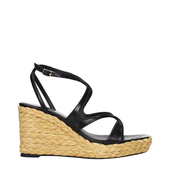 Black Leather Wedges Sandals Black Leather Wedges Sandals