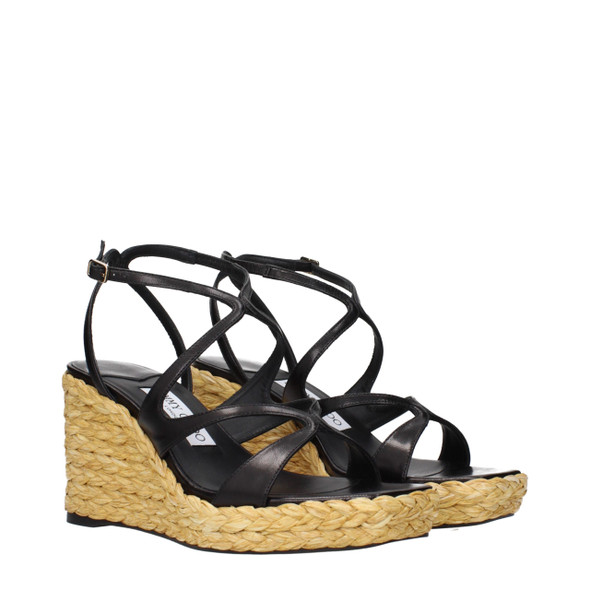 Black Leather Wedges Sandals Black Leather Wedges Sandals
