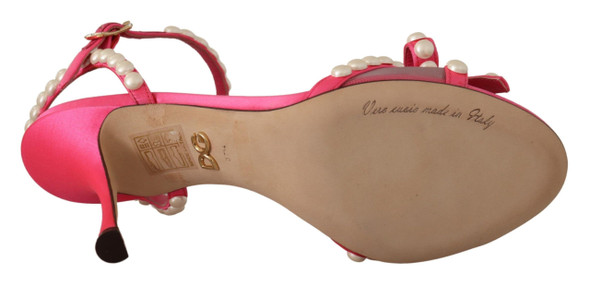 Pink Satin White Pearl Crystals Heels Shoes Pink Satin White Pearl Crystals Heels Shoes