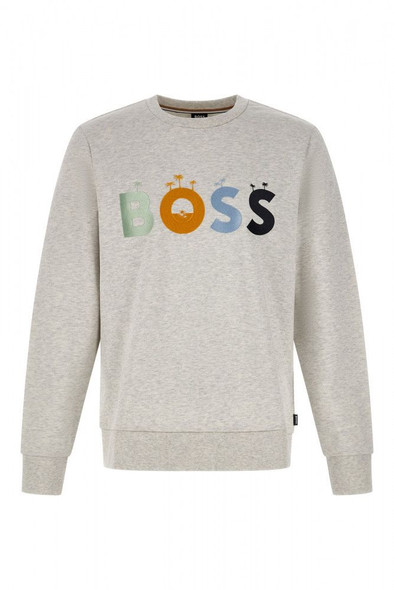 Elegant Grey Round Neck Cotton Sweatshirt Elegant Grey Round Neck Cotton Sweatshirt