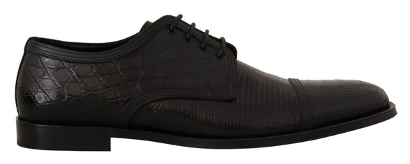 Black Exotic Leather Lace Up Formal Derby Shoes Black Exotic Leather Lace Up Formal Derby Shoes