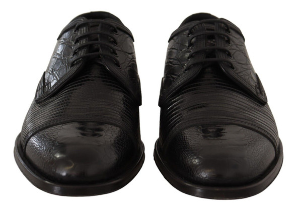 Dolce & Gabbana Black Exotic Leather Lace Up Formal Derby Shoes Dolce & Gabbana Black Exotic Leather Lace Up Formal Derby Shoes