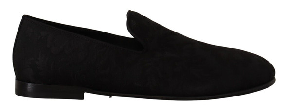 Black Jacquard Slippers Flats Loafers Shoes Black Jacquard Slippers Flats Loafers Shoes