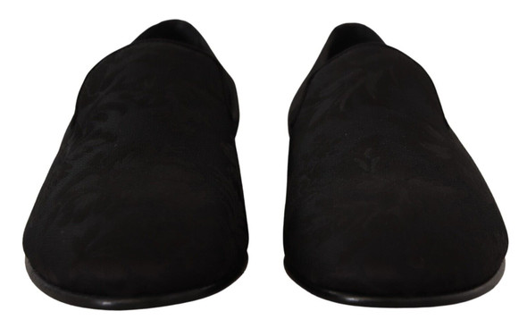 Dolce & Gabbana Black Jacquard Slippers Flats Loafers Shoes Dolce & Gabbana Black Jacquard Slippers Flats Loafers Shoes