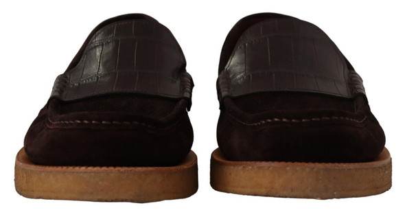 Dolce & Gabbana Brown Suede Leather Slip On Flats Moccasin Shoes Dolce & Gabbana Brown Suede Leather Slip On Flats Moccasin Shoes