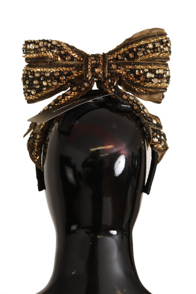 Gold Crystal Beaded Sequined Silk Bow Headband Diadem Gold Crystal Beaded Sequined Silk Bow Headband Diadem