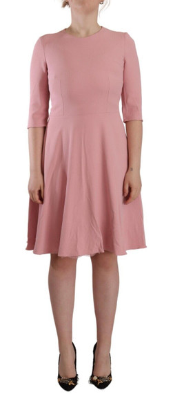 Dolce & Gabbana Pink 3/4 Sleeves Viscose Blend A-line Dress Dolce & Gabbana Pink 3/4 Sleeves Viscose Blend A-line Dress