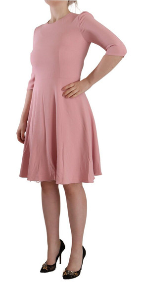 Dolce & Gabbana Pink 3/4 Sleeves Viscose Blend A-line Dress Dolce & Gabbana Pink 3/4 Sleeves Viscose Blend A-line Dress
