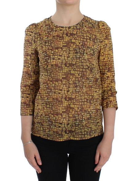 Dolce & Gabbana Multicolor Mosaic Print Silk Blouse T-shirt Dolce & Gabbana Multicolor Mosaic Print Silk Blouse T-shirt