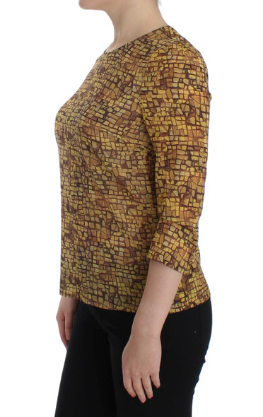 Dolce & Gabbana Multicolor Mosaic Print Silk Blouse T-shirt Dolce & Gabbana Multicolor Mosaic Print Silk Blouse T-shirt