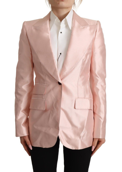 Dolce & Gabbana Pink Satin Long Sleeves Blazer Coat Jacket Dolce & Gabbana Pink Satin Long Sleeves Blazer Coat Jacket