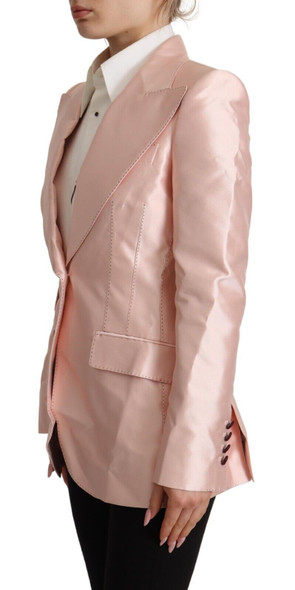 Dolce & Gabbana Pink Satin Long Sleeves Blazer Coat Jacket Dolce & Gabbana Pink Satin Long Sleeves Blazer Coat Jacket