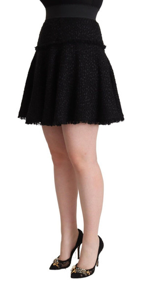 Dolce & Gabbana Black Knitted Nylon High Waist Mini A-line Skirt Dolce & Gabbana Black Knitted Nylon High Waist Mini A-line Skirt