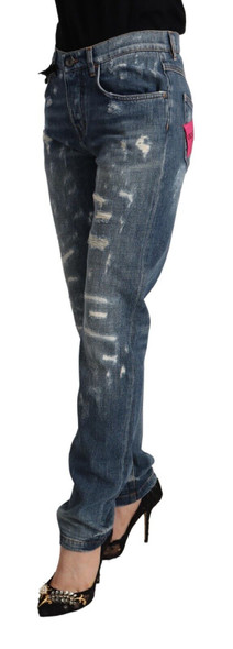 Dolce & Gabbana Blue Distressed Denim BOYFRIEND Skinny Jeans Dolce & Gabbana Blue Distressed Denim BOYFRIEND Skinny Jeans