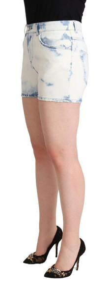 Dolce & Gabbana White Blue Dye Cotton Mid Waist Denim Shorts Dolce & Gabbana White Blue Dye Cotton Mid Waist Denim Shorts