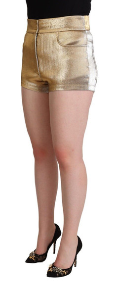 Dolce & Gabbana Metallic Gold Cotton Mid Waist Hot Pants Shorts Dolce & Gabbana Metallic Gold Cotton Mid Waist Hot Pants Shorts