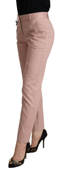 Dolce & Gabbana Pink Cotton Mid Waist Trouser Tapered Pants Dolce & Gabbana Pink Cotton Mid Waist Trouser Tapered Pants