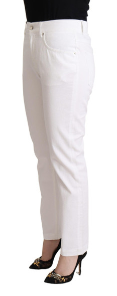 Dolce & Gabbana White Cotton Mid Waist Denim Tapered Jeans Dolce & Gabbana White Cotton Mid Waist Denim Tapered Jeans