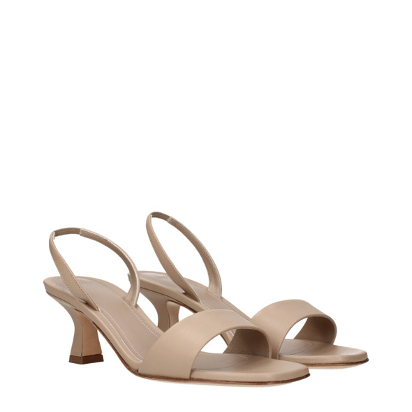 Beige Leather Flat Sandals JU15271919223049BT Beige Leather Flat Sandals JU15271919223049BT