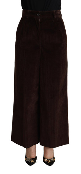 Dolce & Gabbana Black Cotton High Waist Trouser Wide Leg Pants Dolce & Gabbana Black Cotton High Waist Trouser Wide Leg Pants