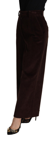 Dolce & Gabbana Black Cotton High Waist Trouser Wide Leg Pants Dolce & Gabbana Black Cotton High Waist Trouser Wide Leg Pants