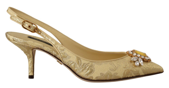 Dolce & Gabbana Gold Crystal Slingbacks Pumps Heels Shoes Dolce & Gabbana Gold Crystal Slingbacks Pumps Heels Shoes