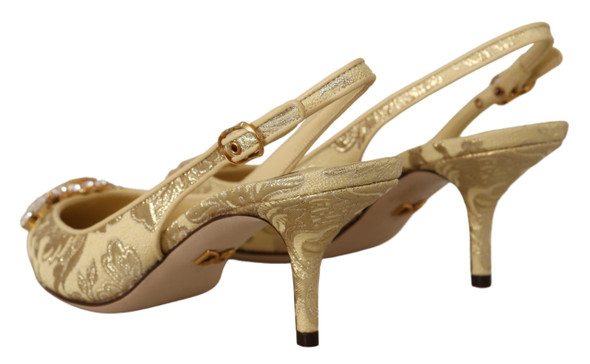 Dolce & Gabbana Gold Crystal Slingbacks Pumps Heels Shoes Dolce & Gabbana Gold Crystal Slingbacks Pumps Heels Shoes