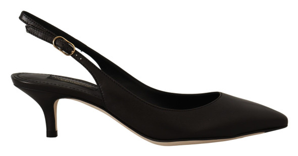 Dolce & Gabbana Black Leather Slingbacks Heels Pumps Shoes Dolce & Gabbana Black Leather Slingbacks Heels Pumps Shoes