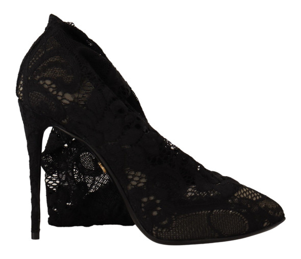 Dolce & Gabbana Black Stretch Socks Taormina Lace Boots Shoes Dolce & Gabbana Black Stretch Socks Taormina Lace Boots Shoes