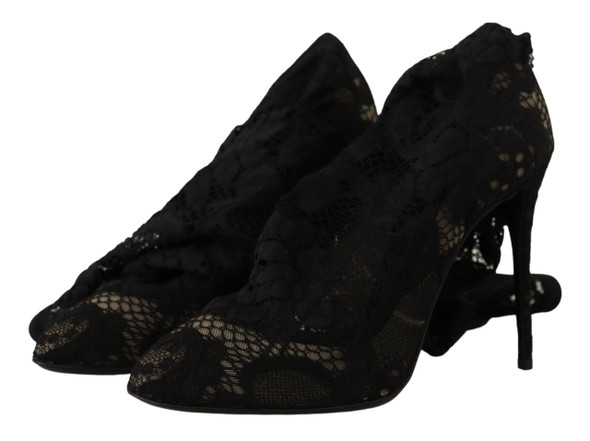 Black Stretch Socks Taormina Lace Boots Shoes Black Stretch Socks Taormina Lace Boots Shoes