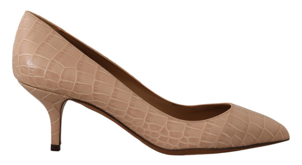 Dolce & Gabbana Beige Leather Pointed Heels Pumps Shoes Dolce & Gabbana Beige Leather Pointed Heels Pumps Shoes