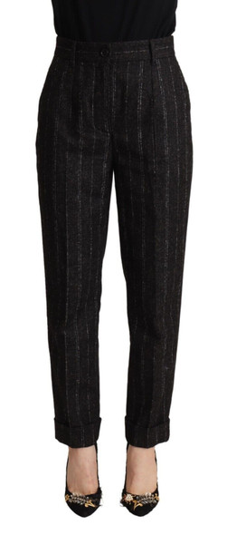 Dolce & Gabbana Black Striped High Waist Tapered Pants Dolce & Gabbana Black Striped High Waist Tapered Pants