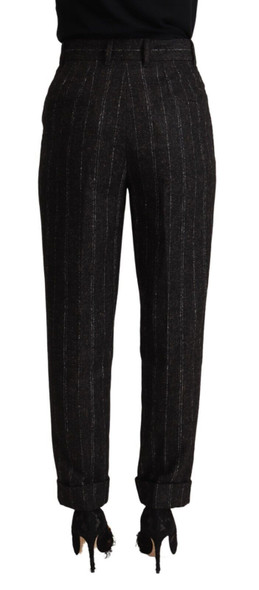 Dolce & Gabbana Black Striped High Waist Tapered Pants Dolce & Gabbana Black Striped High Waist Tapered Pants