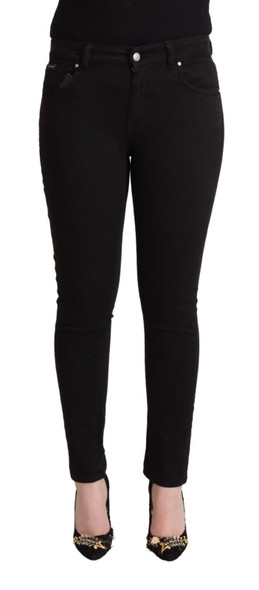 Dolce & Gabbana Black Cotton Mid Waist Denim Slim Fit Jeans Dolce & Gabbana Black Cotton Mid Waist Denim Slim Fit Jeans