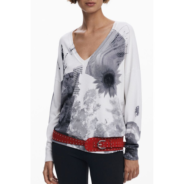 White Viscose Women Sweater DE-39736 White Viscose Women Sweater DE-39736