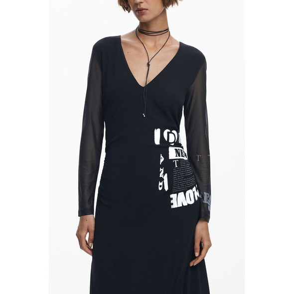 Black Polyester Women Dress DE-39764 Black Polyester Women Dress DE-39764