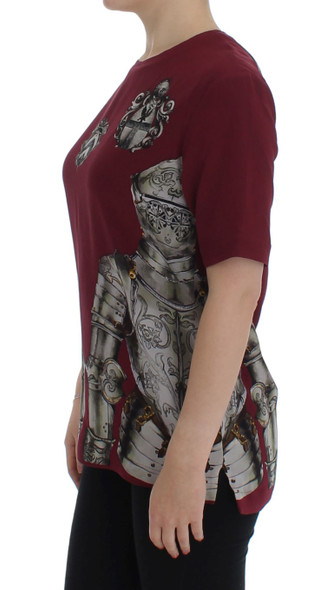 Dolce & Gabbana Red Knight Print Silk Blouse T-shirt Dolce & Gabbana Red Knight Print Silk Blouse T-shirt