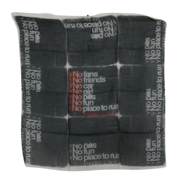 Dark Gray Wool Foulard Branded Scarf Dark Gray Wool Foulard Branded Scarf
