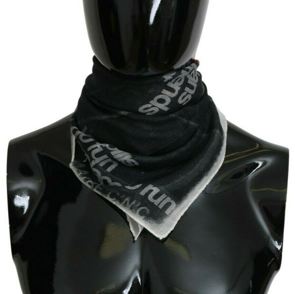 Dark Gray Wool Foulard Branded Scarf Dark Gray Wool Foulard Branded Scarf