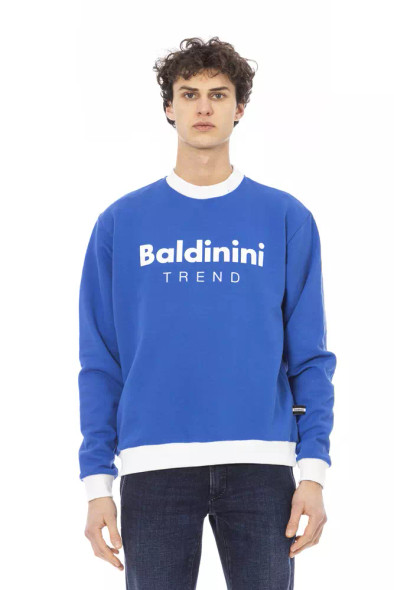 Baldinini Trend Blue Cotton Men Sweater Baldinini Trend Blue Cotton Men Sweater