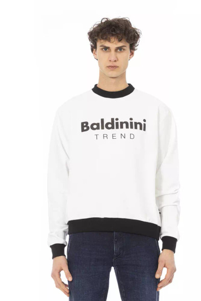 Baldinini Trend White Cotton Men Sweater Baldinini Trend White Cotton Men Sweater