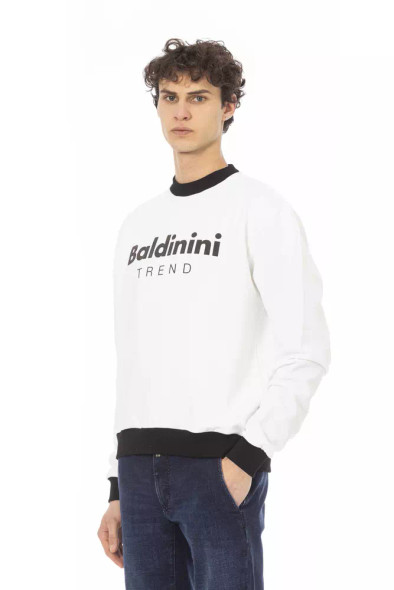 Baldinini Trend White Cotton Men Sweater Baldinini Trend White Cotton Men Sweater