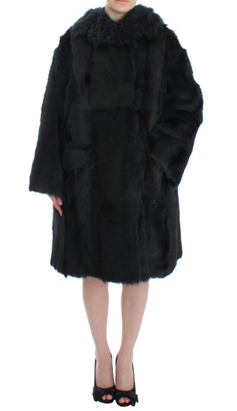 Black Goat Fur Shearling Long Jacket Coat Black Goat Fur Shearling Long Jacket Coat