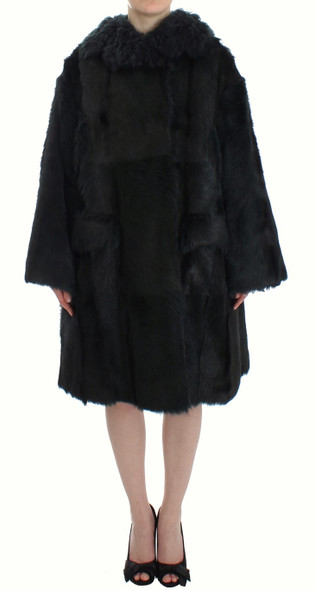 Black Goat Fur Shearling Long Jacket Coat Black Goat Fur Shearling Long Jacket Coat