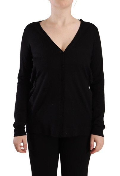 Black Wool V-neck Long Sleeves Pullover Top Black Wool V-neck Long Sleeves Pullover Top