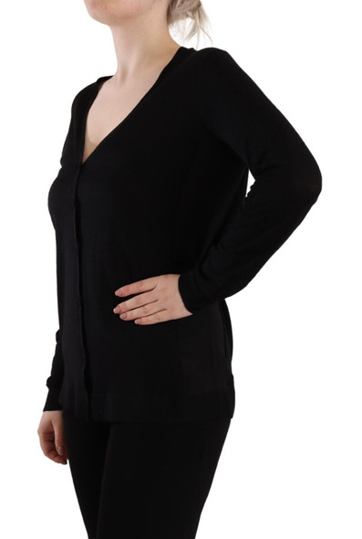 Dolce & Gabbana Black Wool V-neck Long Sleeves Pullover Top Dolce & Gabbana Black Wool V-neck Long Sleeves Pullover Top